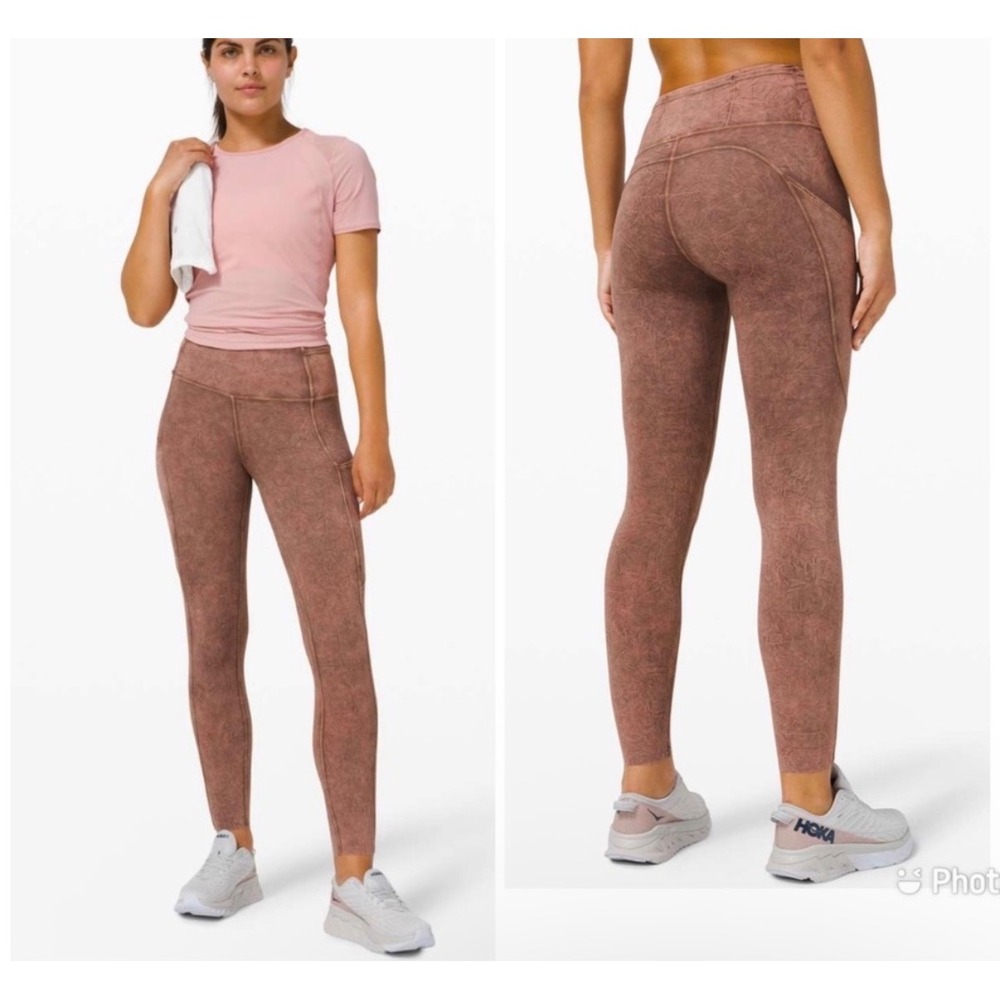 Lululemon Fast and‎ Free Tight II 25 Ice Dye Brown Earth Leggings Womens 6